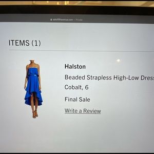 Halston hi-low dress.